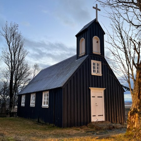 Church with trees around it