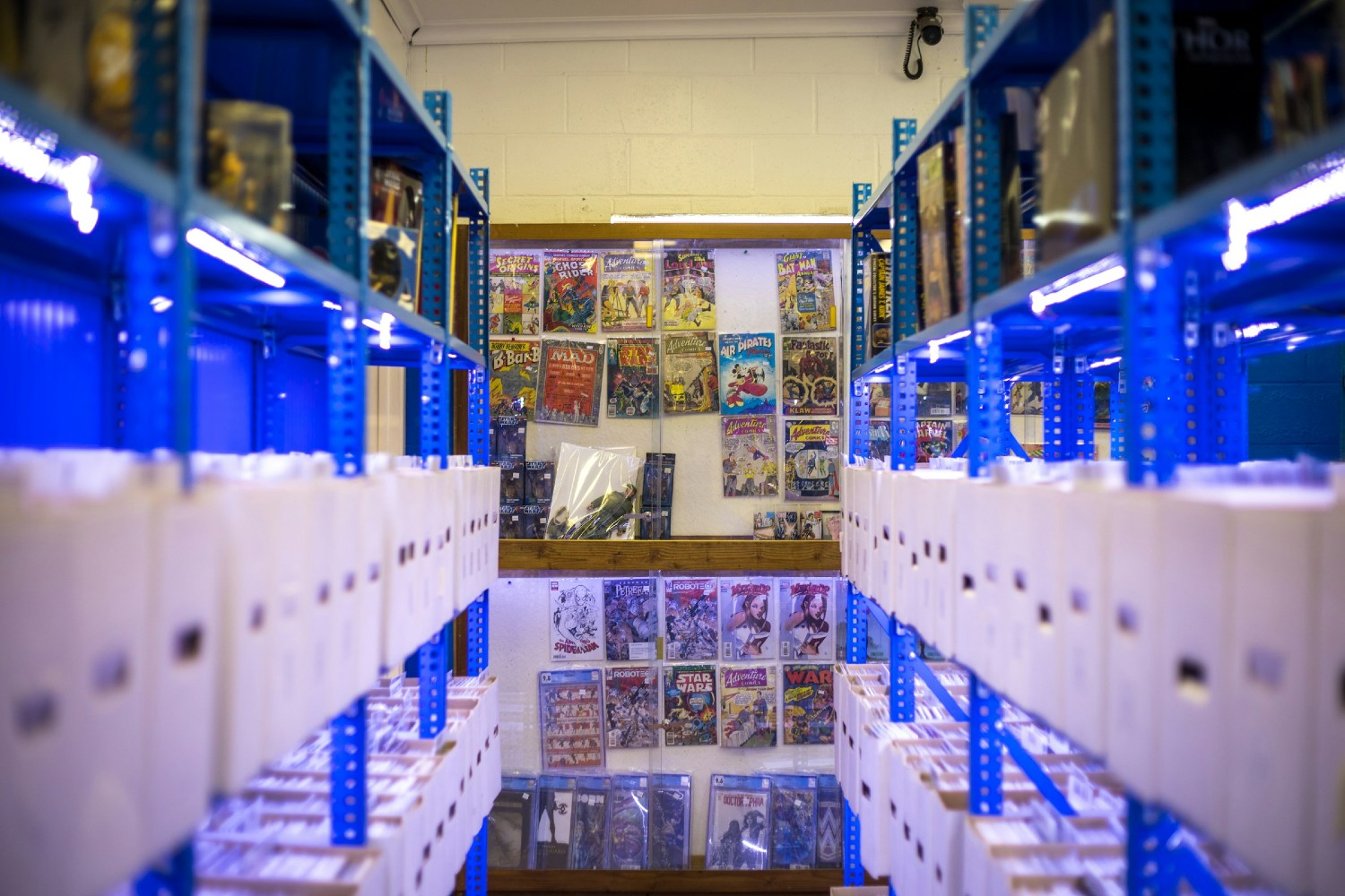 Boxes of old comic books