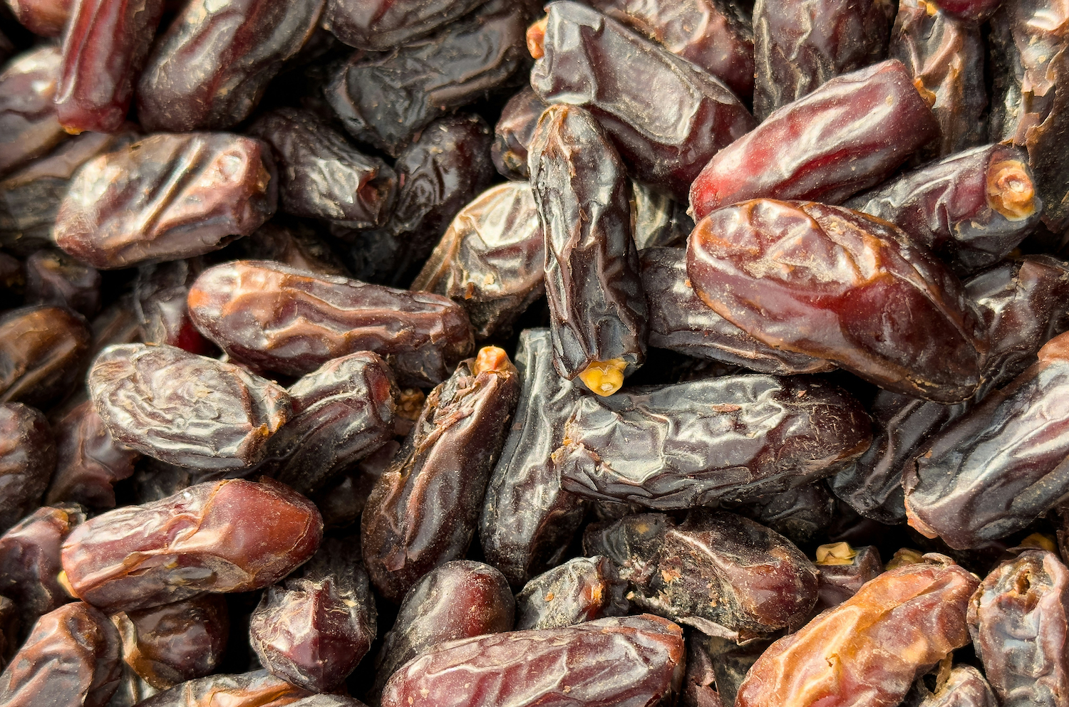 A close-up of dried dates.