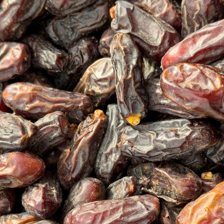 A close-up of dried dates.