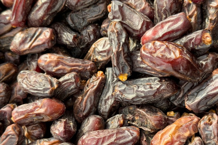 A close-up of dried dates.