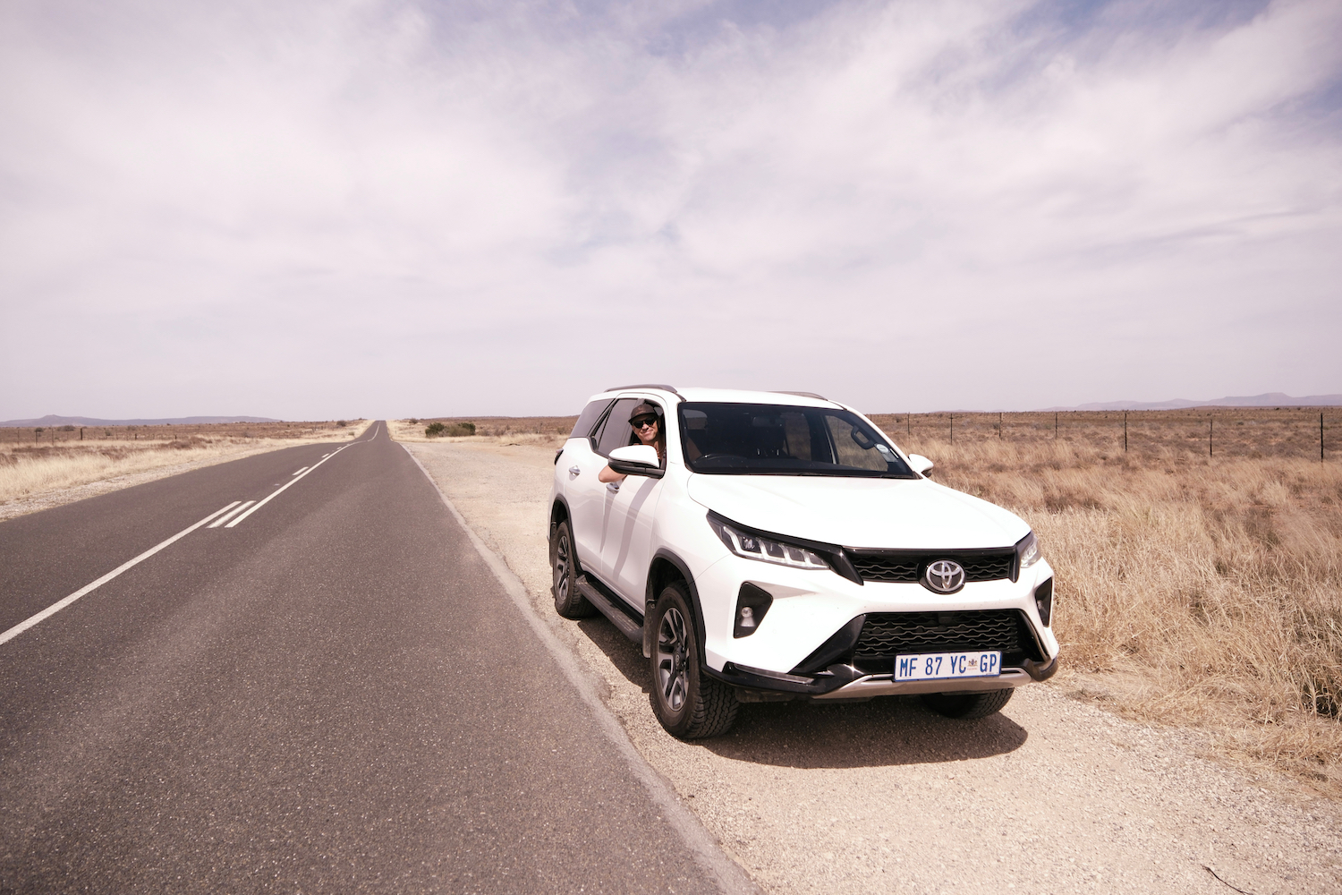 Sitting in a car, roadside in South Africa.