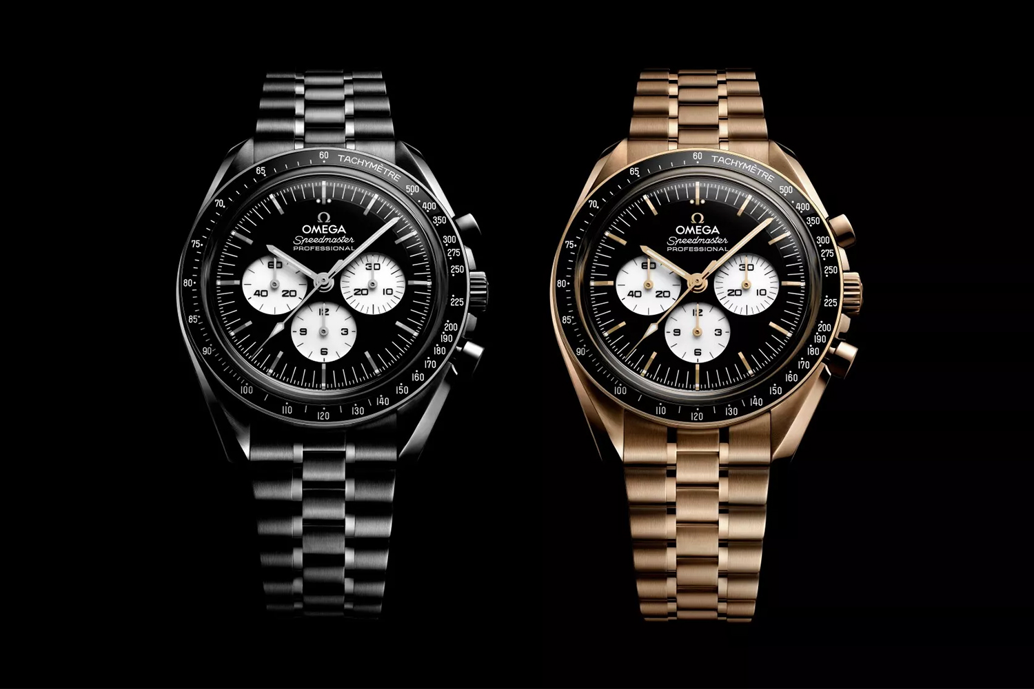 The two new reverse panda Omega Speedmaster Moonwatch watches