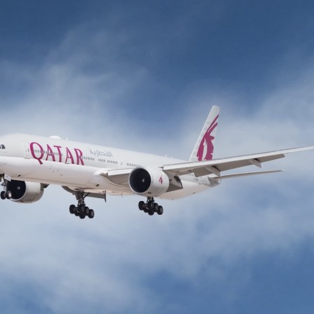 Qatar Airways plane in flight