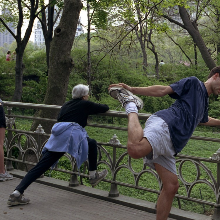 People stretching in Central Park.