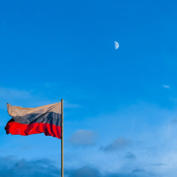 Russian flag waving in the wind