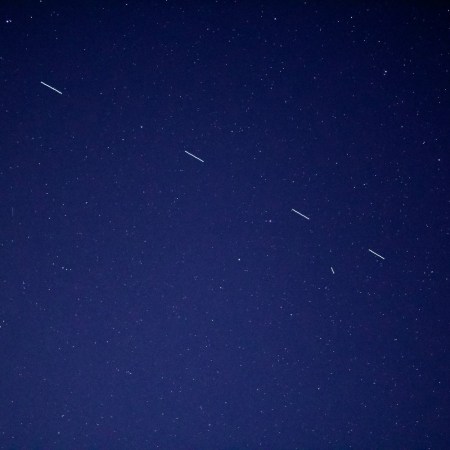 Satellites in the night sky. Experts are warning about the growing risks space junk poses to air travel.