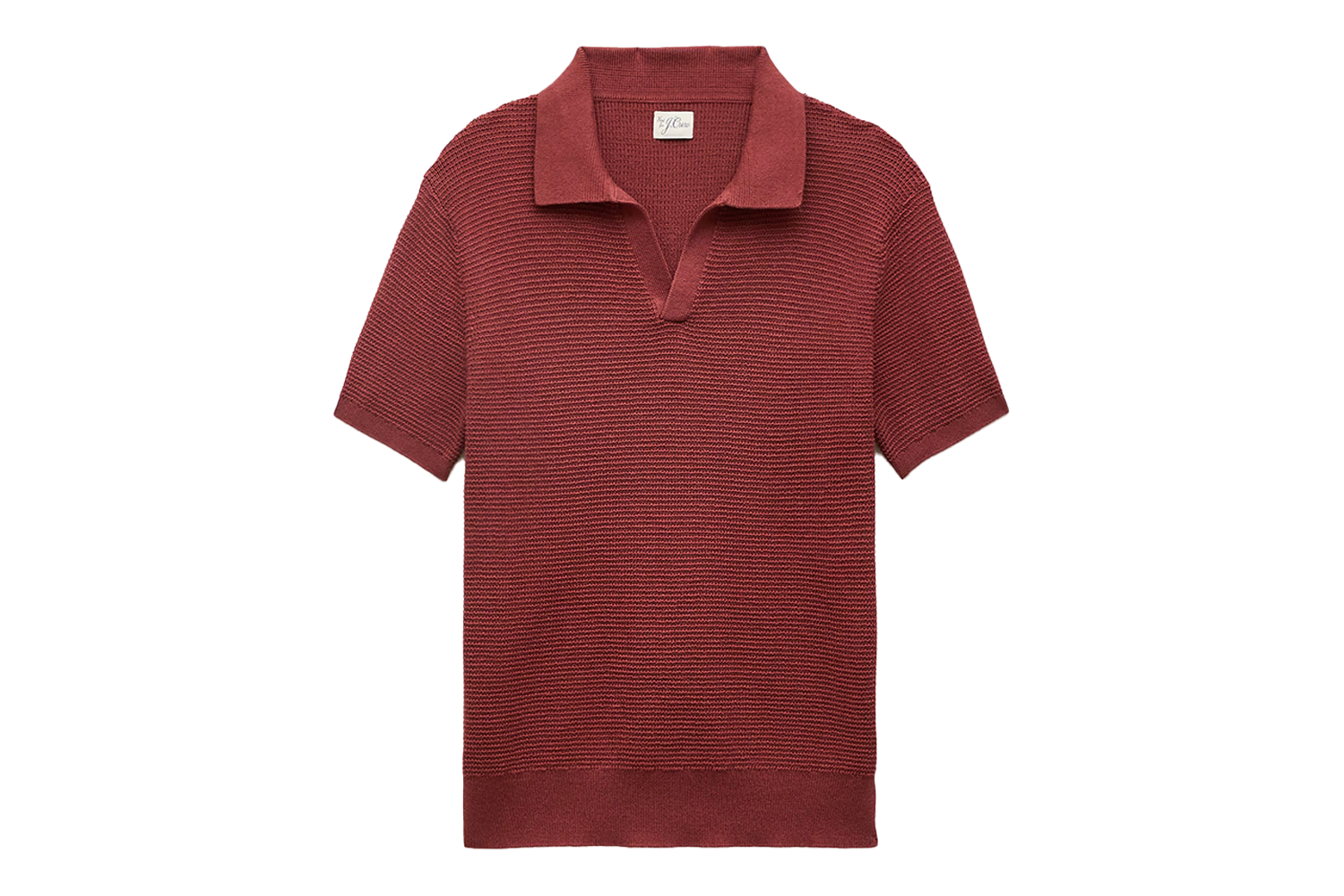 J.Crew Short-Sleeve Cotton Waffle-Knit Johnny-Collar Sweater-Polo