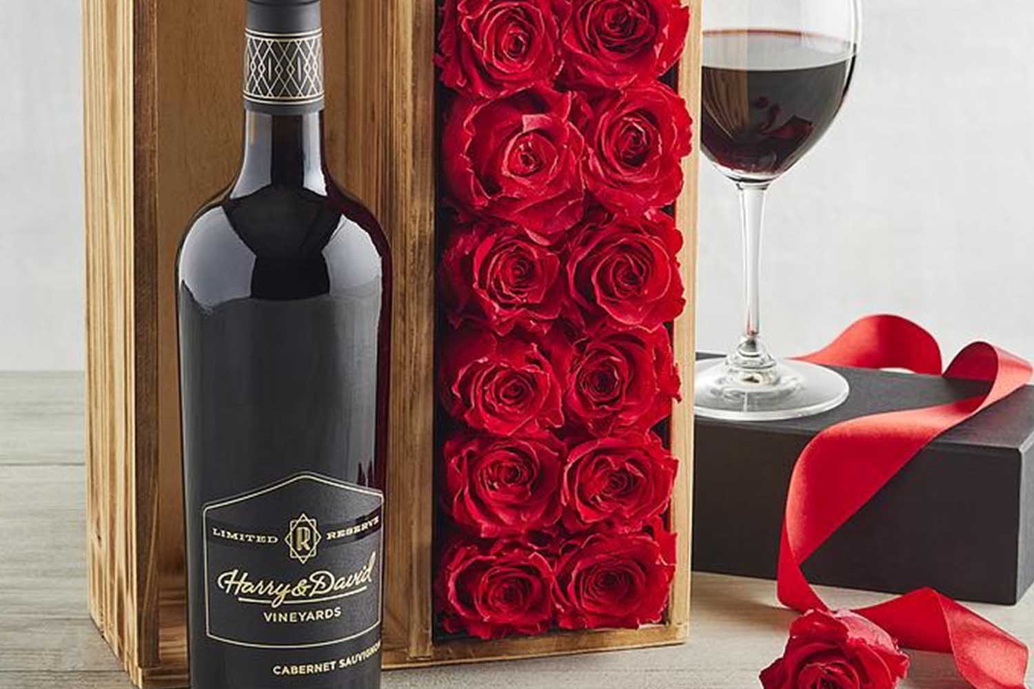 Wine Makes Every Gift Better: Magnificent Roses Preserved Roses with Reserve Cabernet Sauvignon