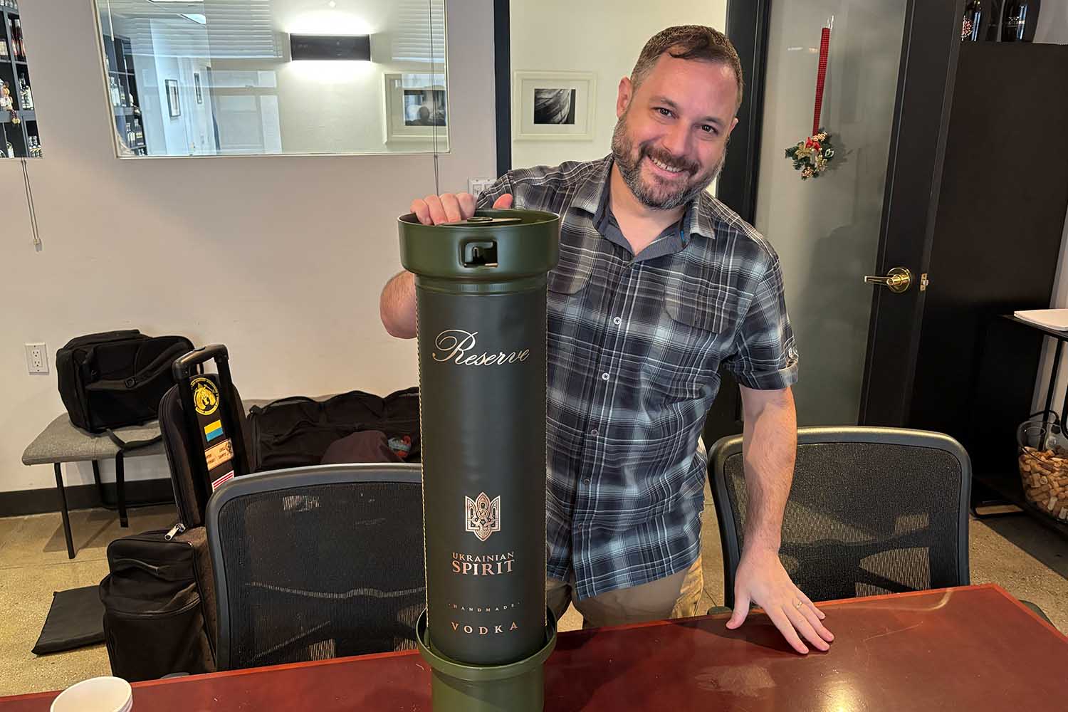 SPYRT co-founder Sam Lerman and Ukrainian Spirit Limited Howitzer Edition