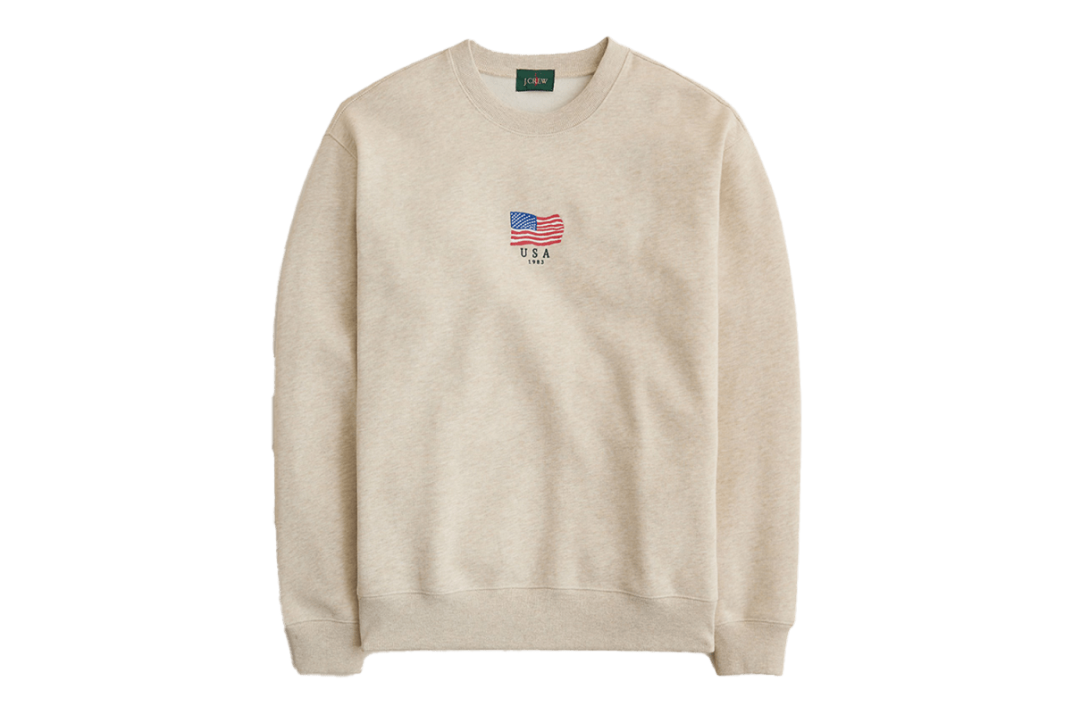 J.Crew ’83 Fleece Sweatshirt with Flag Embroidery