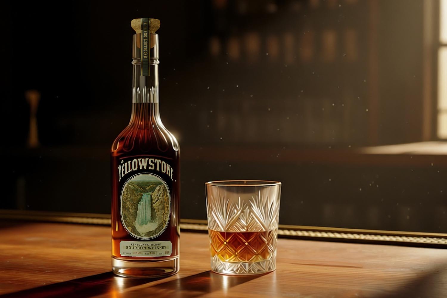 Yellowstone Recollection Series, in a bottle and poured in a glass