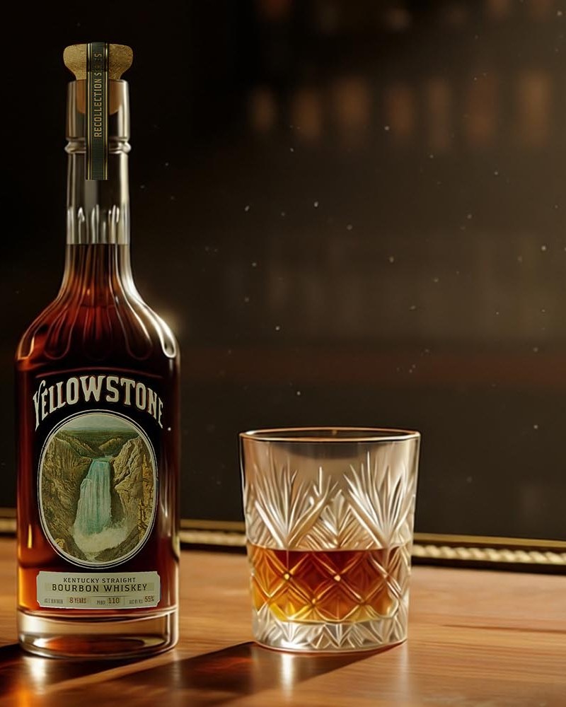 Yellowstone Recollection Series, in a bottle and poured in a glass