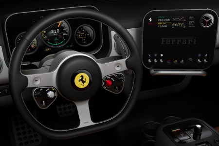 The driver's view inside the Ferrari Luce EV