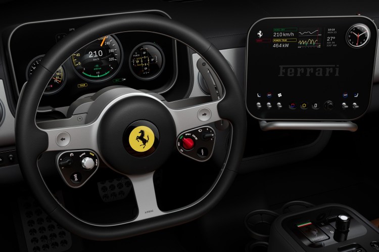 The driver's view inside the Ferrari Luce EV