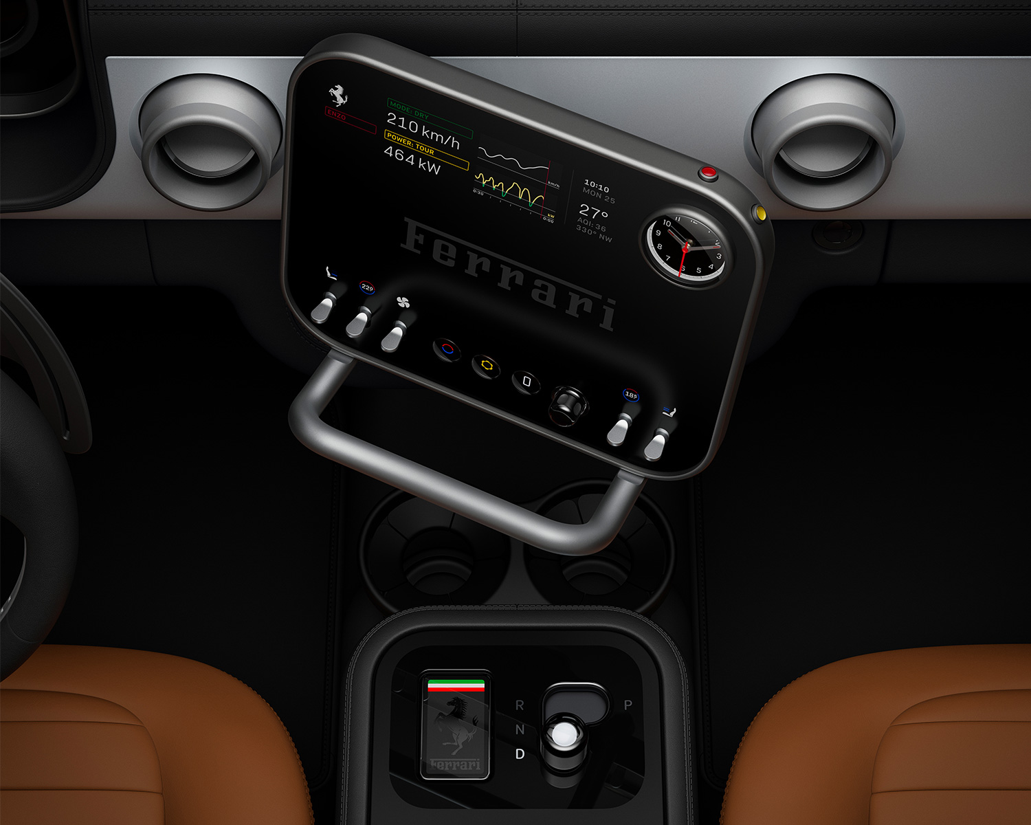 The control panel seen from overhead in the Ferrari Luce EV