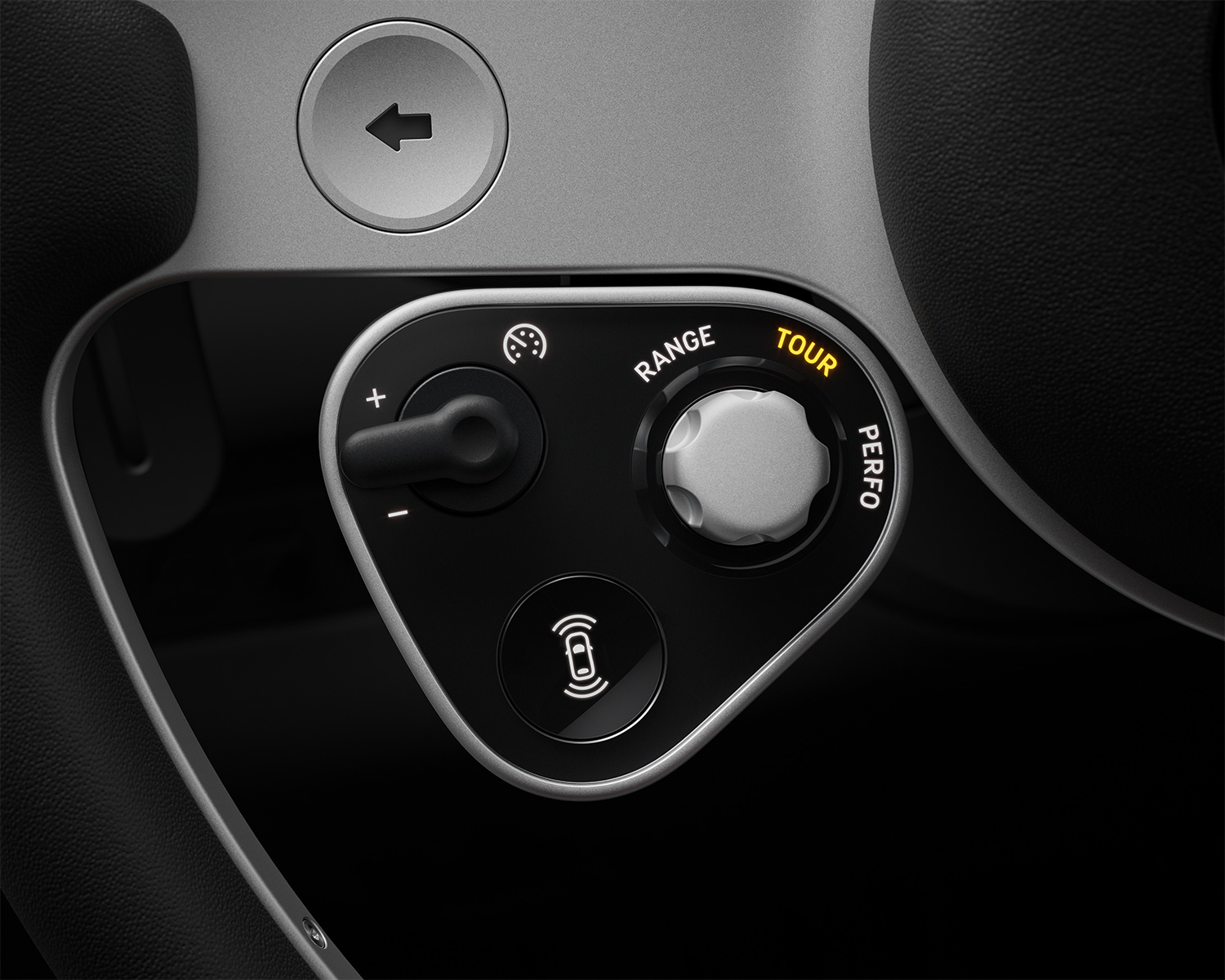 The toggles for the EV driving modes in the Ferrari Luce