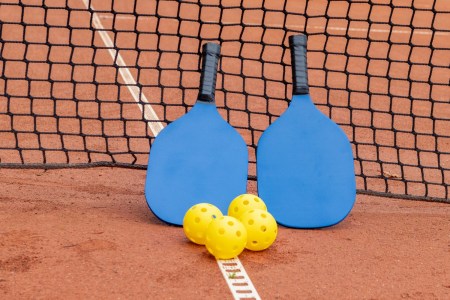Pickleball gear on a court