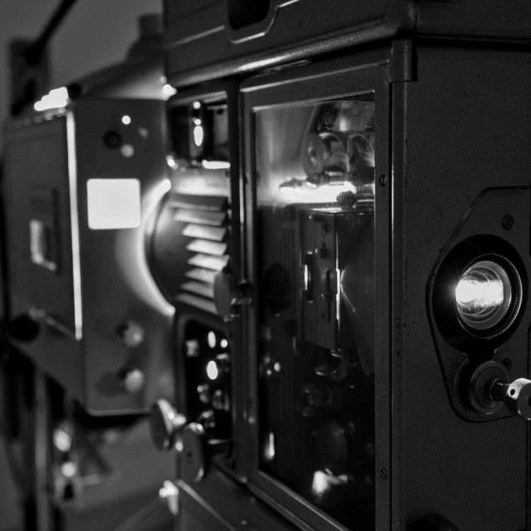 A movie theater projector