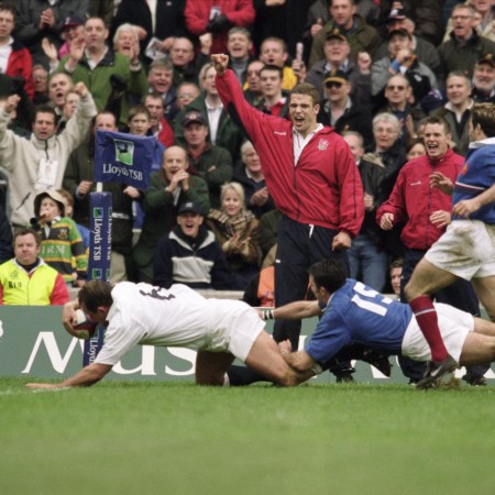 A vintage photo of France playing England in rugby.