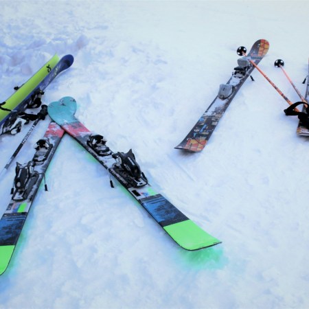 Skis on a snowy landscape