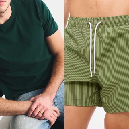 An Abercrombie tee and swim trunk