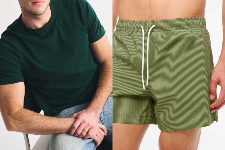 An Abercrombie tee and swim trunk