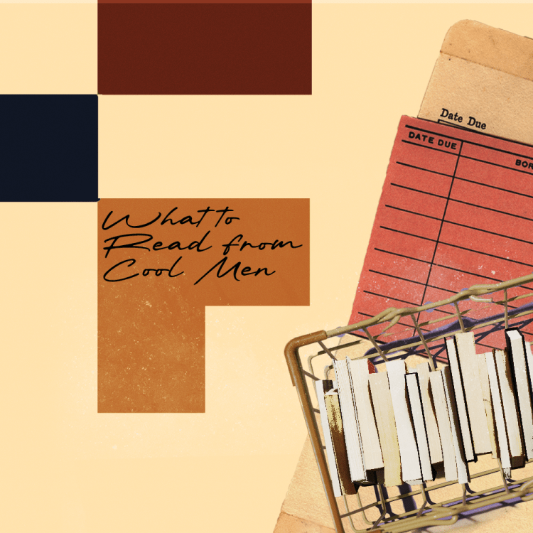 A selection of books in a basket on top of a library card