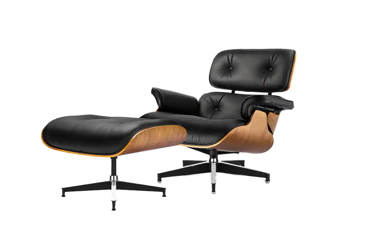 Leather Accent Chair With Ottoman