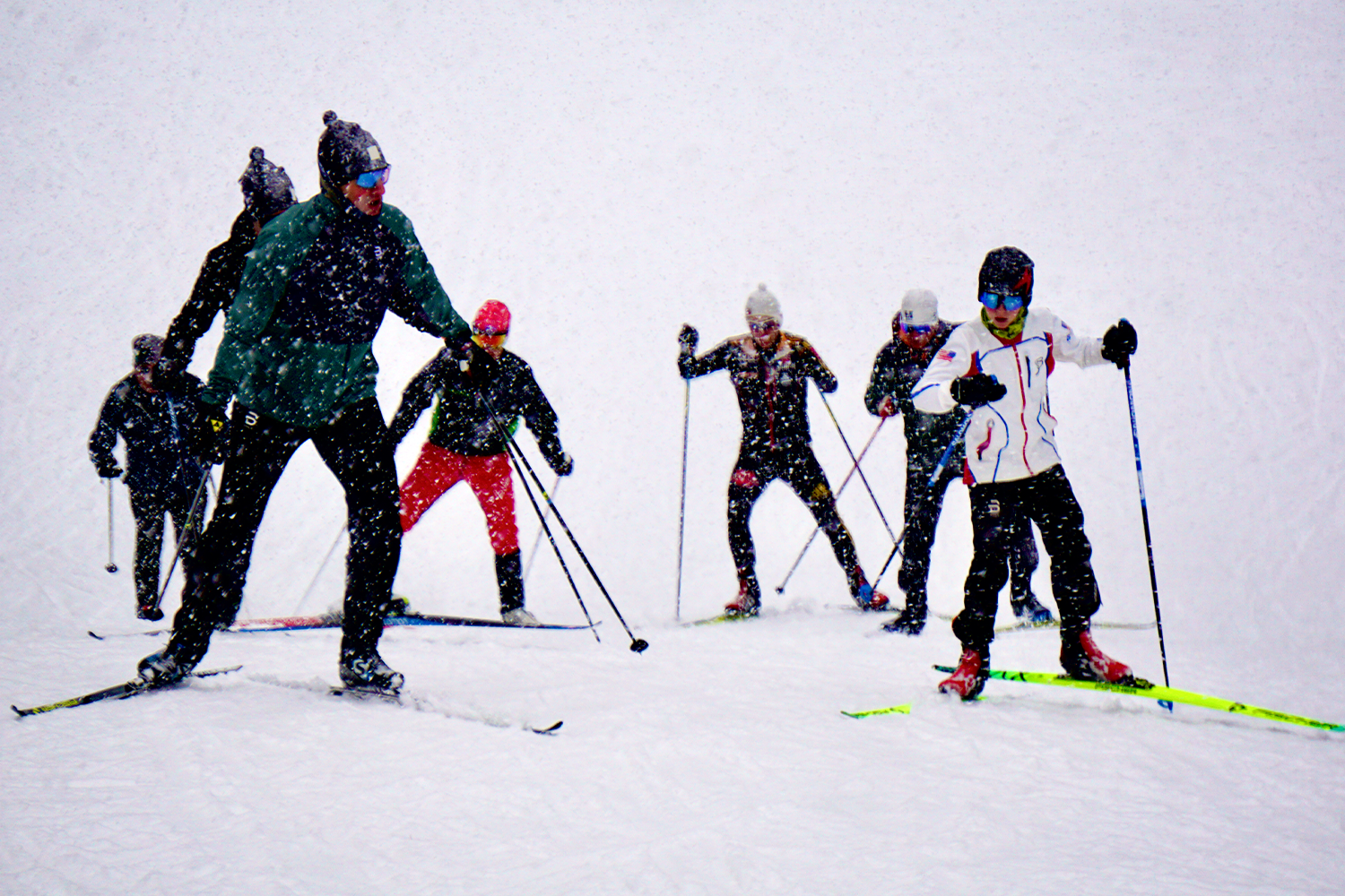 Cross-country skiers at the Craftsbury Center