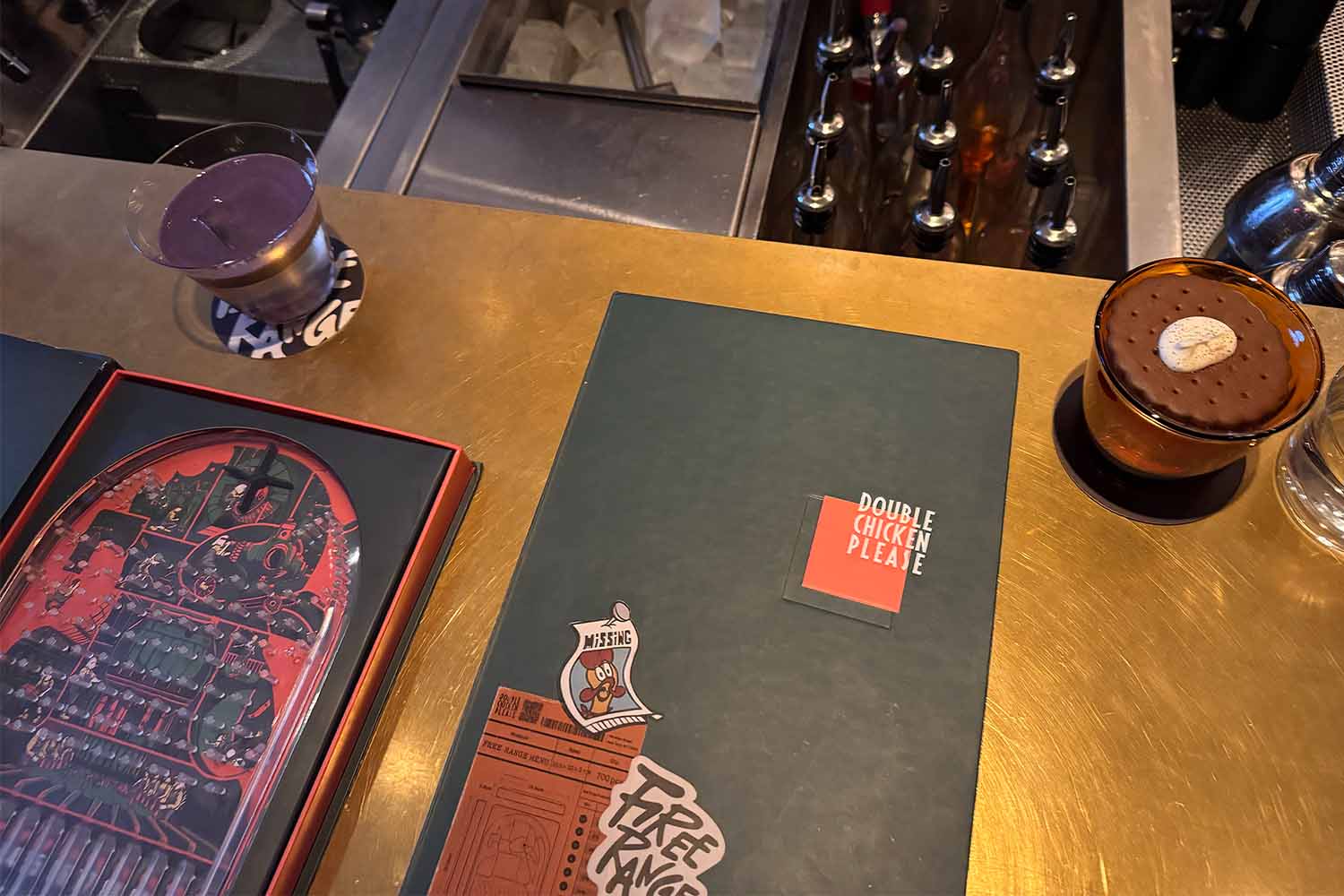 The Plinko-inspired menu at Double Chicken Please