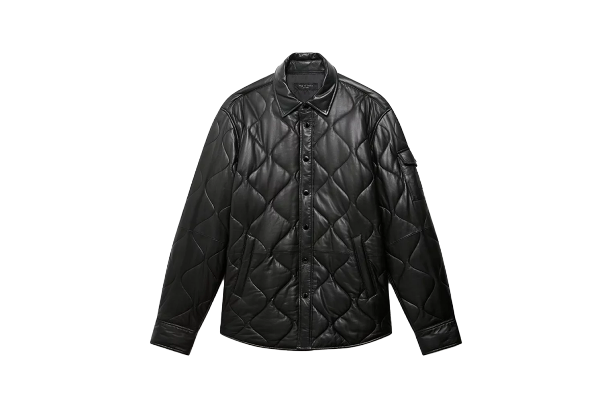 Rag & Bone Dane Leather Quilted Shirt Jacket