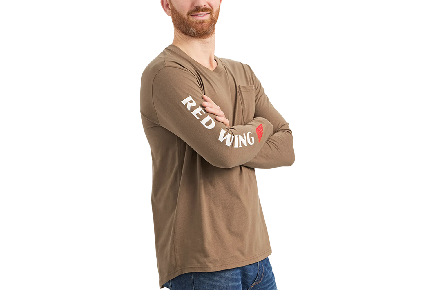 Red Wing Long Sleeve Pocket T-Shirt With Sleeve Print