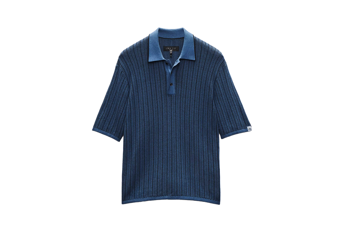 Rag & Bone Harvey Striped Knit Polo Shirt