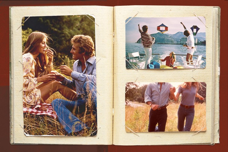 Collage of photos of people in a book