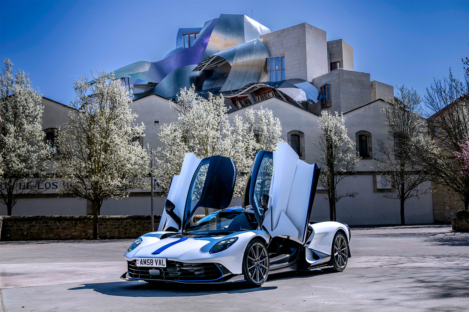 The new Aston Martin Valhalla supercar in Zenith White, pictured in Spain