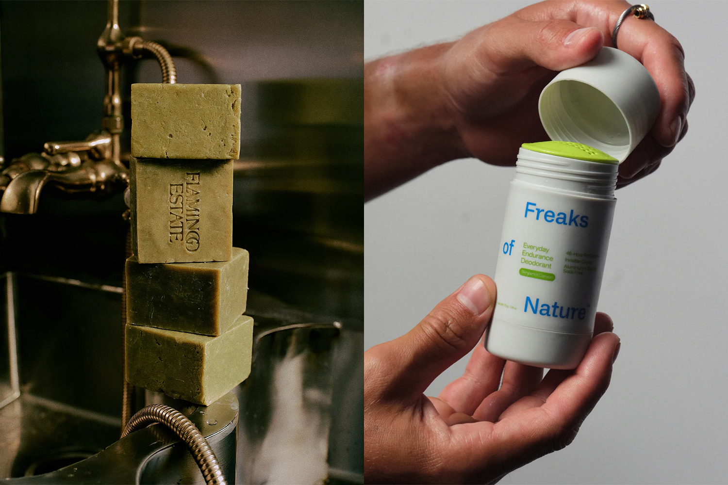 Bar soap from Flamingo Estate and deodorant from Freaks of Nature