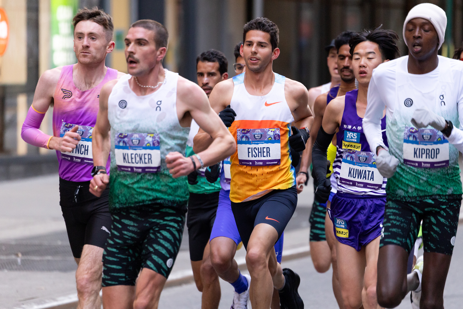 The lead pack at the The 2026 United Airlines NYC Half Marathon.