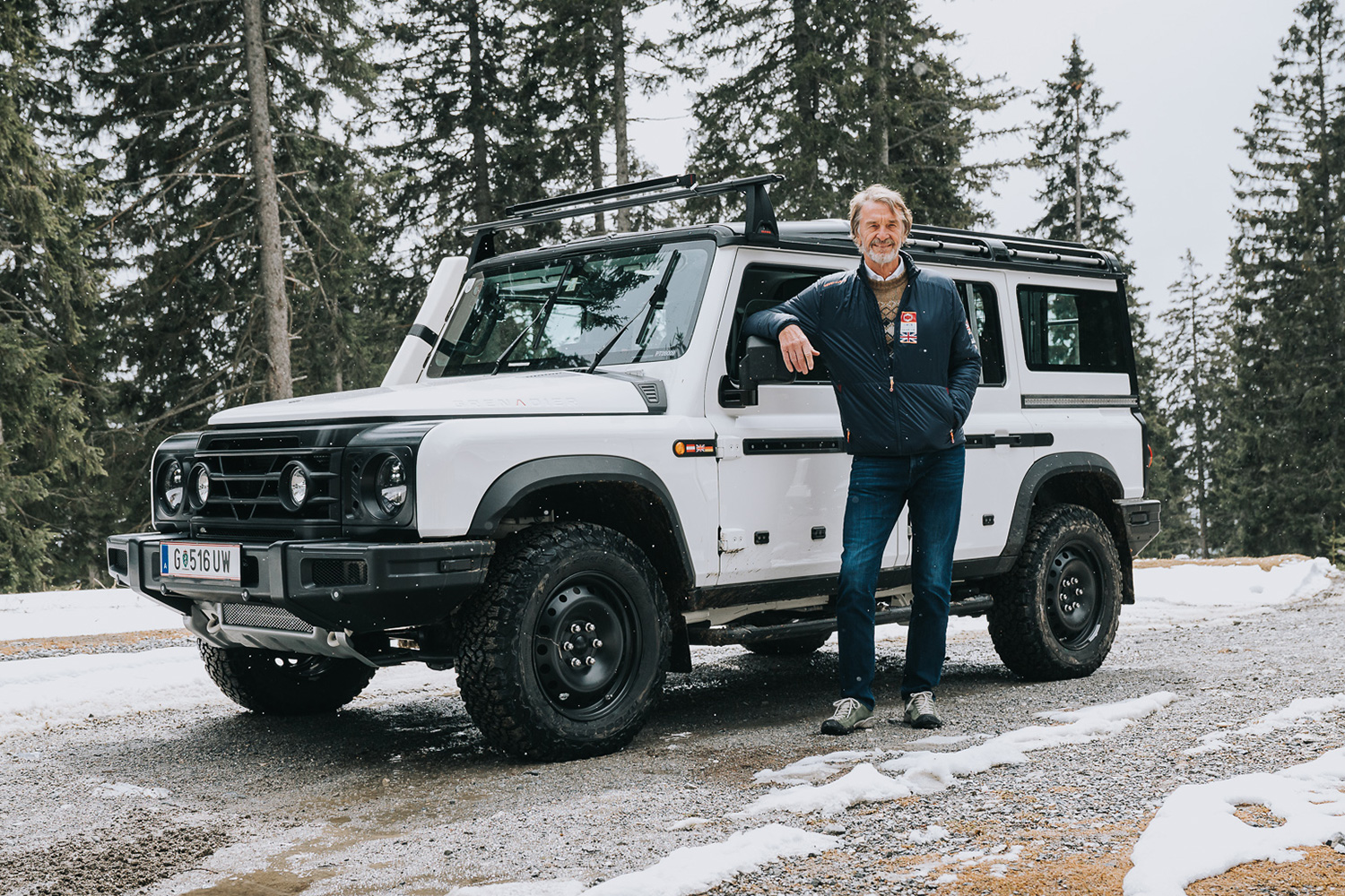 Jim Ratcliffe, the founder of Ineos, standing next to the Grenadier Station Wagon from his new venture, Ineos Automotive