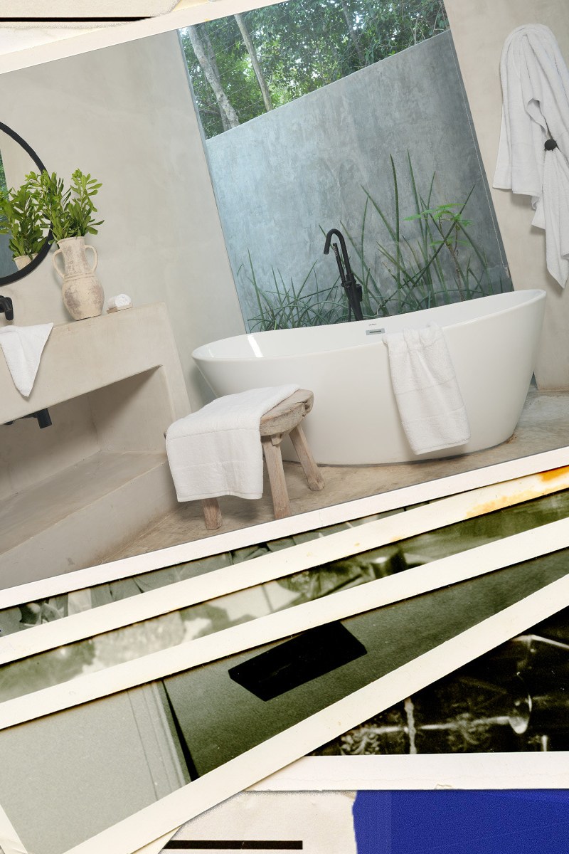 A collage of a bathroom