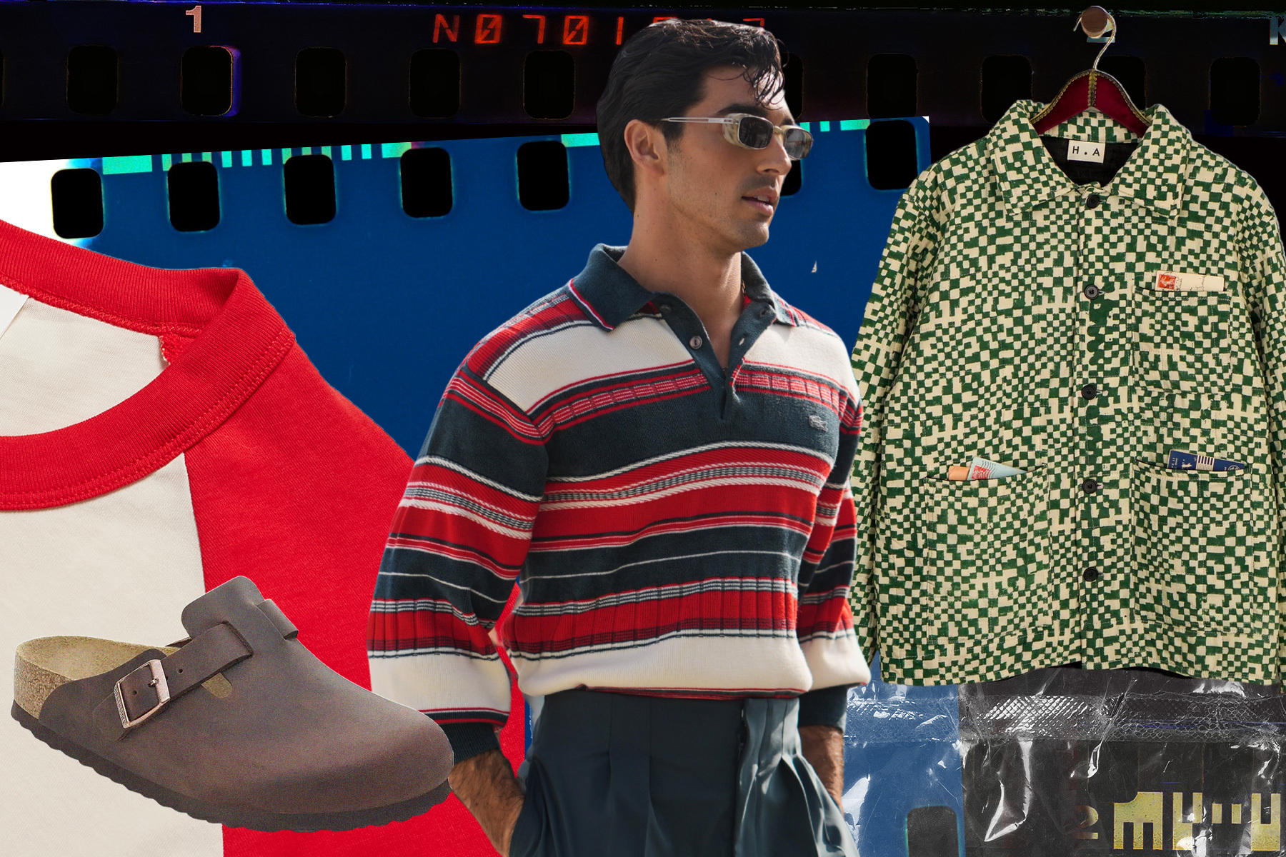 A man wearing a striped top.