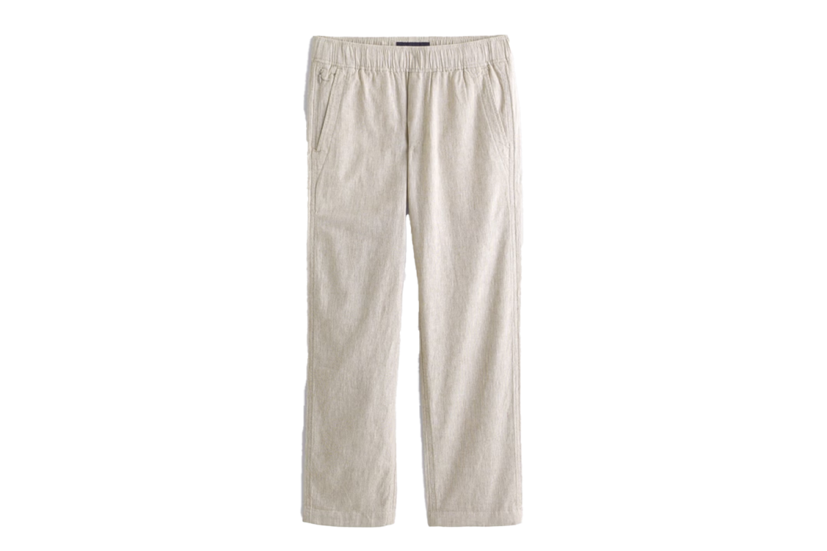 Abercrombie Linen-Blend Relaxed Straight Pull-On Pant