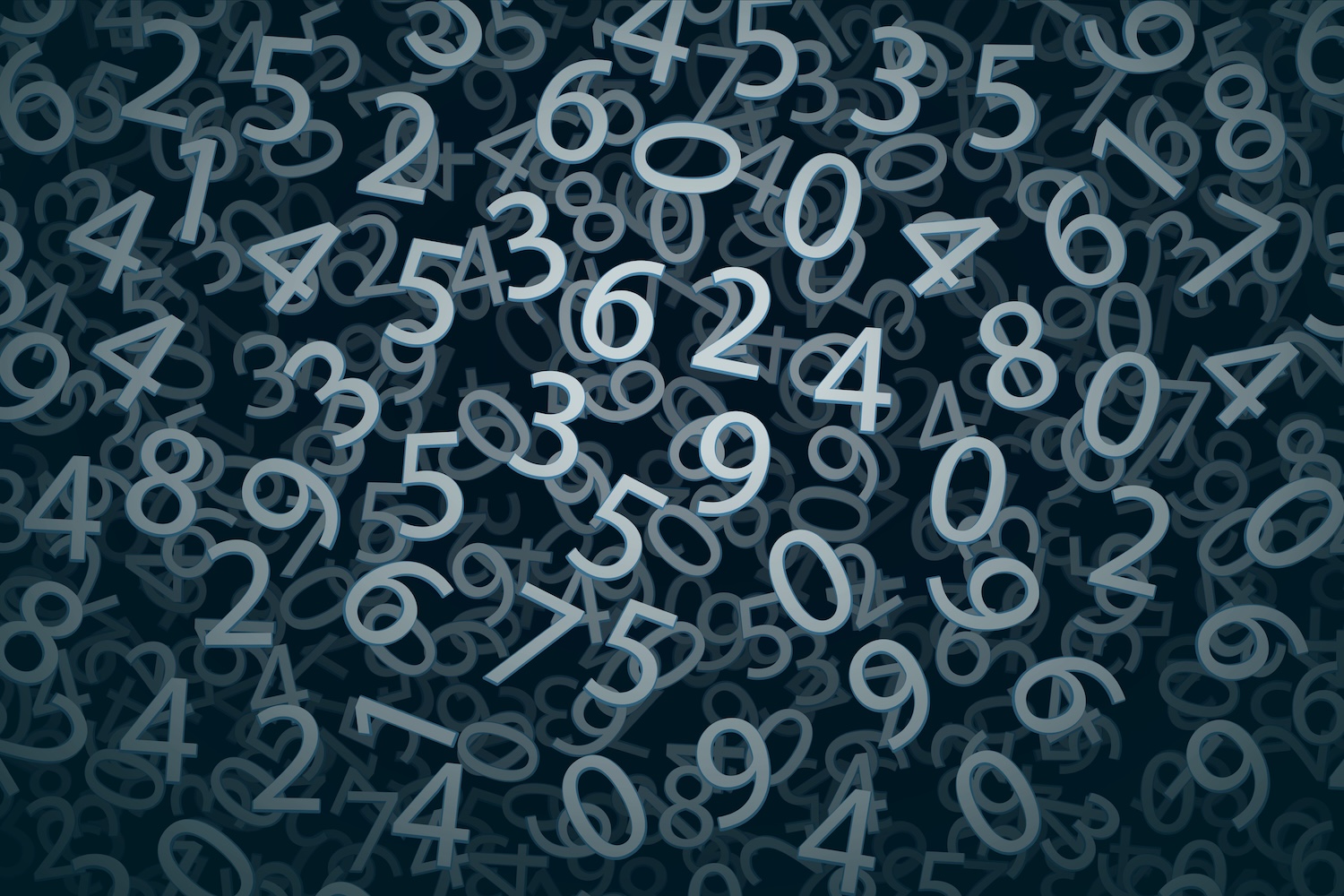 Spread of numbers across a black screen