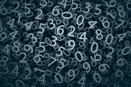 Spread of numbers across a black screen