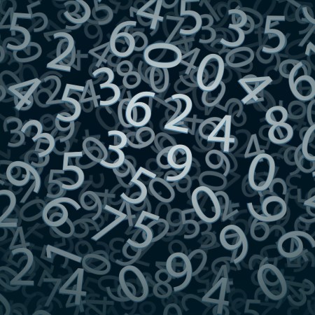 Spread of numbers across a black screen