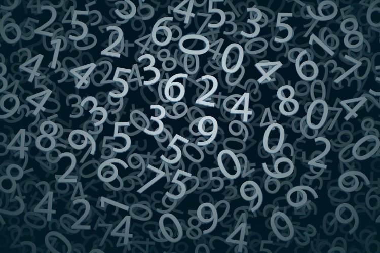 Spread of numbers across a black screen