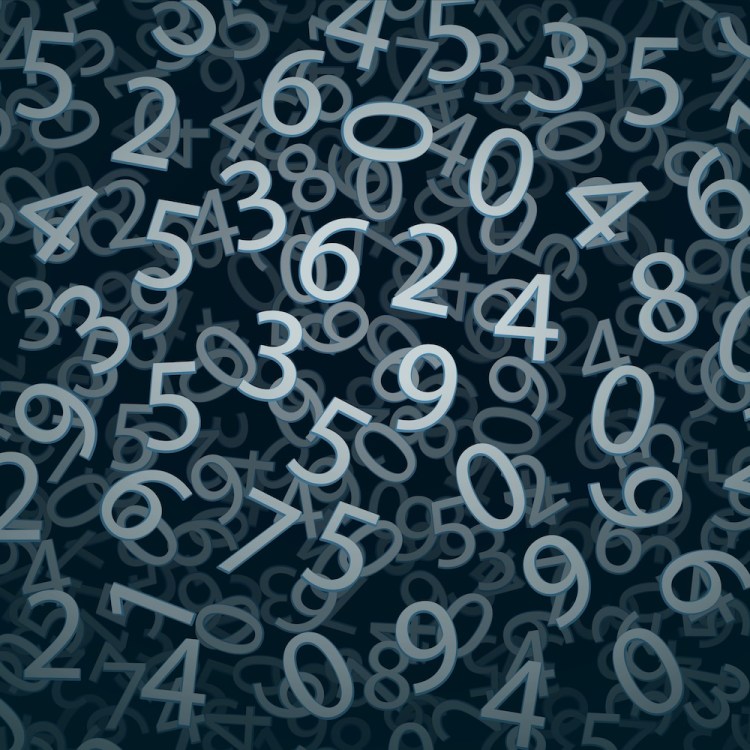 Spread of numbers across a black screen