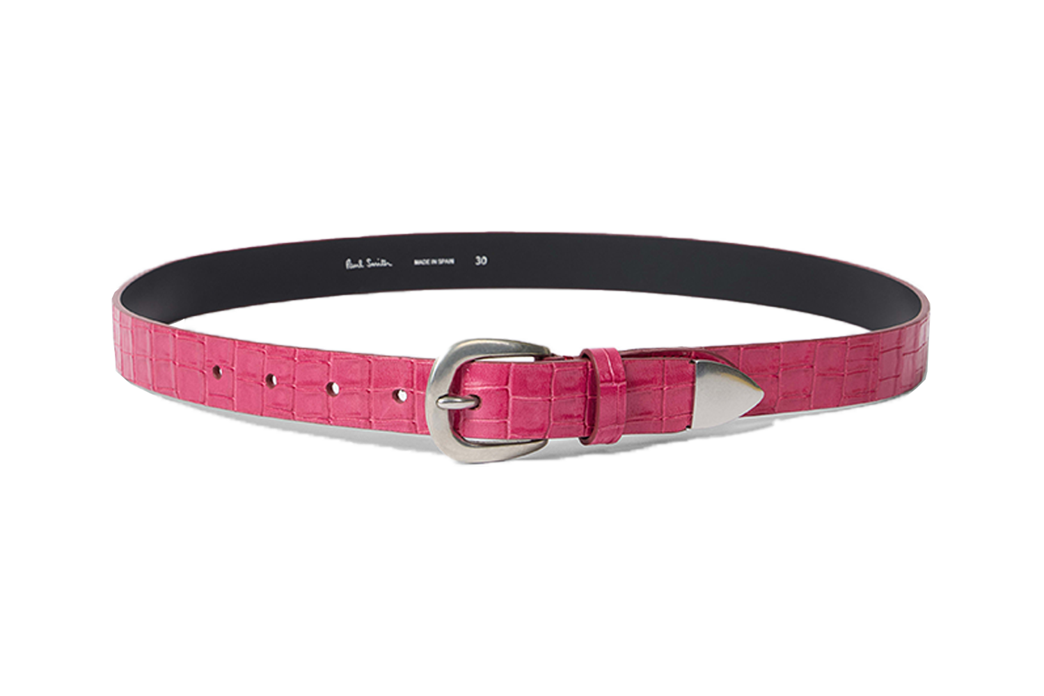 Paul Smith Pink Croc-Emboss Leather Belt