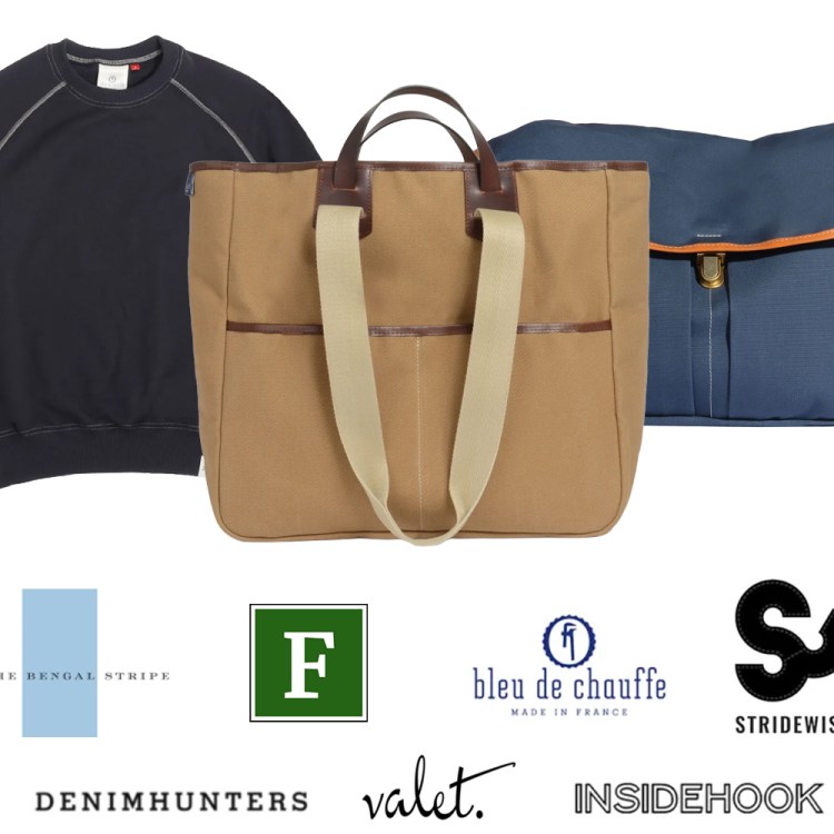 A sweatshirt, a tote bag and a messenger bag from the Bleu de Chauffe giveaway