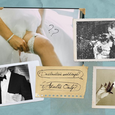 A collage of wedding-related photos.